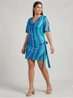 United Colors Of Benetton Blue, Teal & Purple Striped Fabric Top